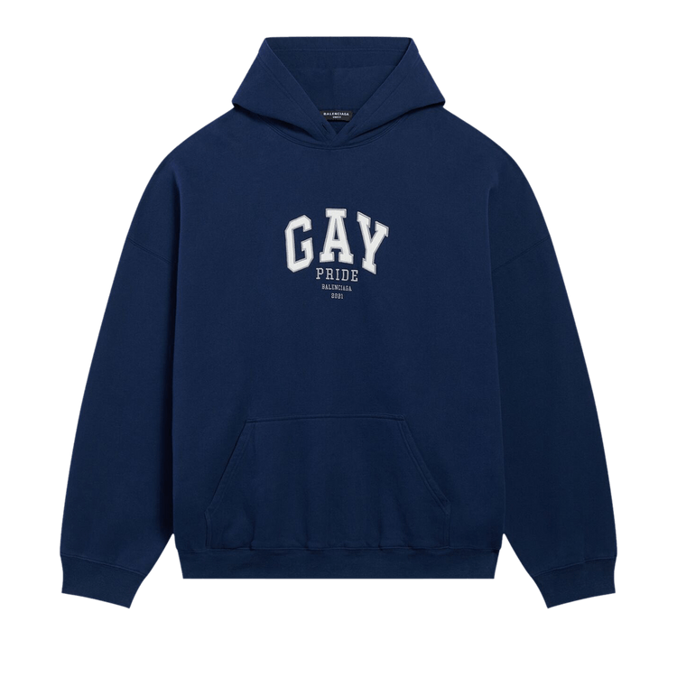 Balenciaga Pride Boxy Hoodie 'Navy/White/Grey'