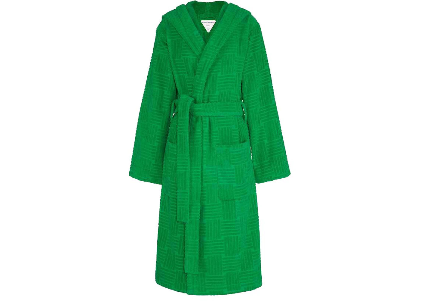 Bottega Veneta Intreccio Pattern Cotton Bathrobe Grass