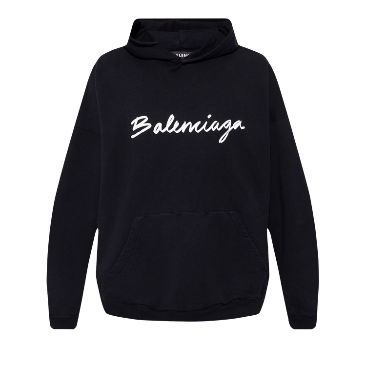 Balenciaga Wide Fit Hoodie 'Black/White'