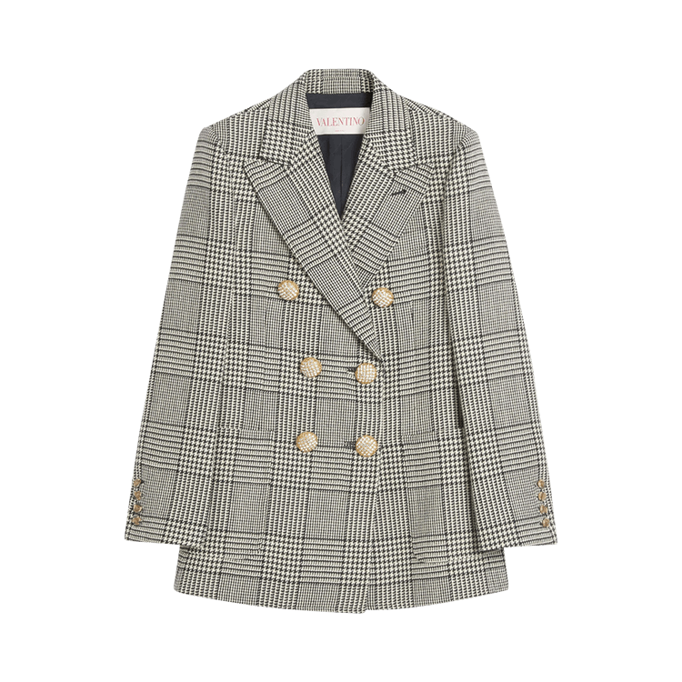 Valentino Houndstooth Wool Blazer 'Ivory/Black'