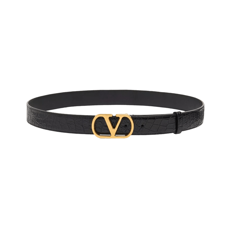 Valentino V Logo Signature Crocodile Belt 'Black'
