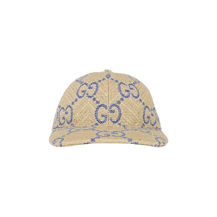 Gucci GG Raffia Effect Baseball Hat 'Blue/Beige'