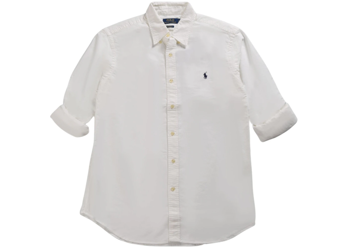 Polo Ralph Lauren Long Sleeve Garment-Dyed Oxford Sport Shirt White