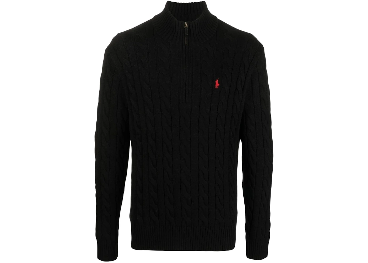 Polo Ralph Lauren Long-Sleeve Cotton Cable Knit 1/2 Zip Sweater Black