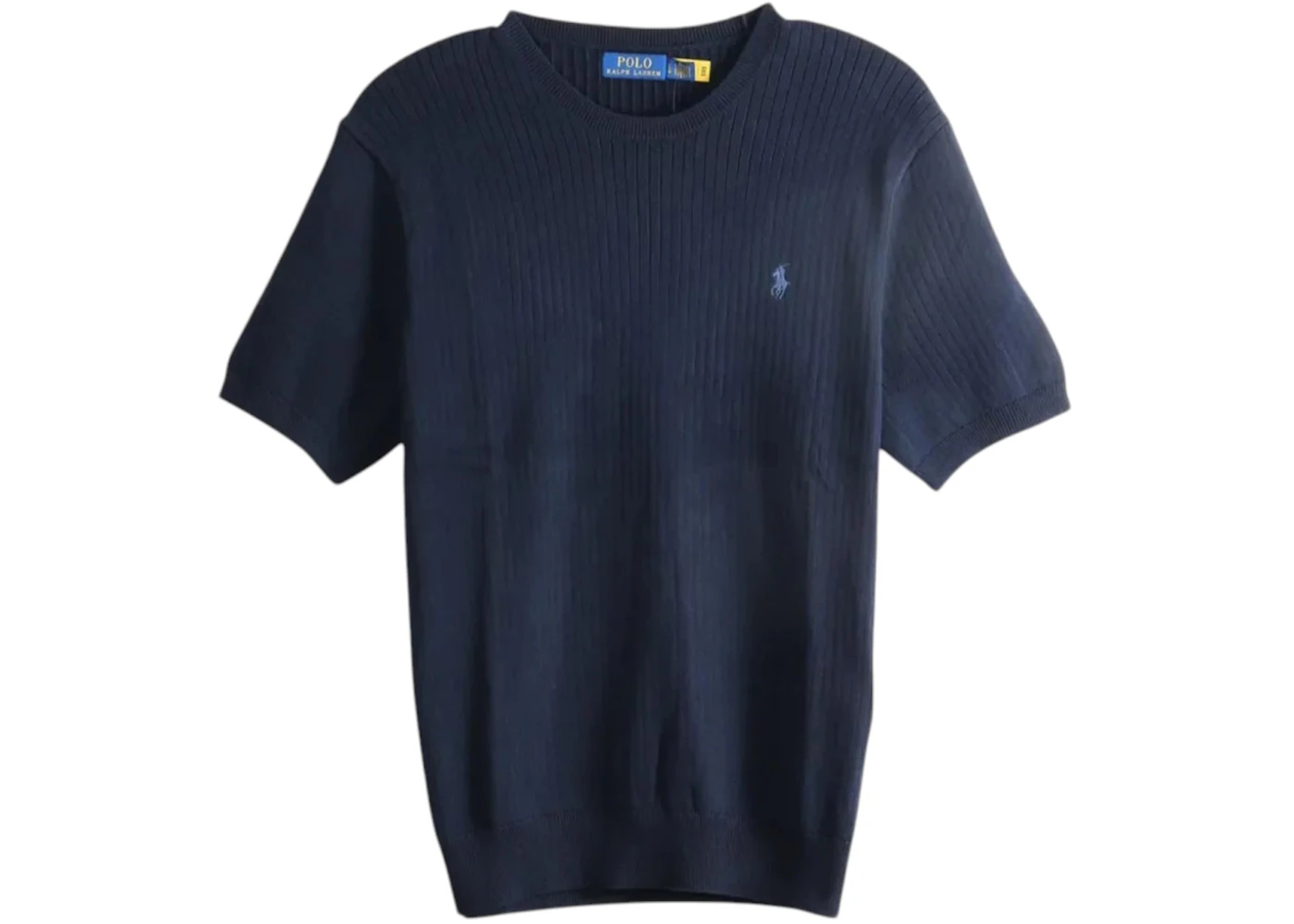 Polo Ralph Lauren Short-Sleeve Cotton Rib Stitch Crewneck Pullover Sweater Hunter Navy