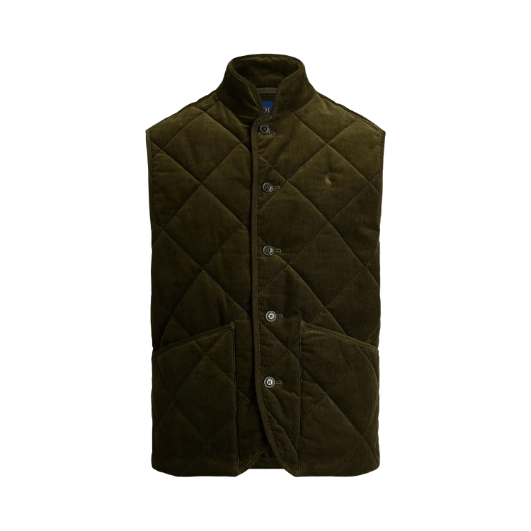 Polo Ralph Lauren Sleeveless Wale Corduroy Hurston Quilted Vest 'Company Olive'