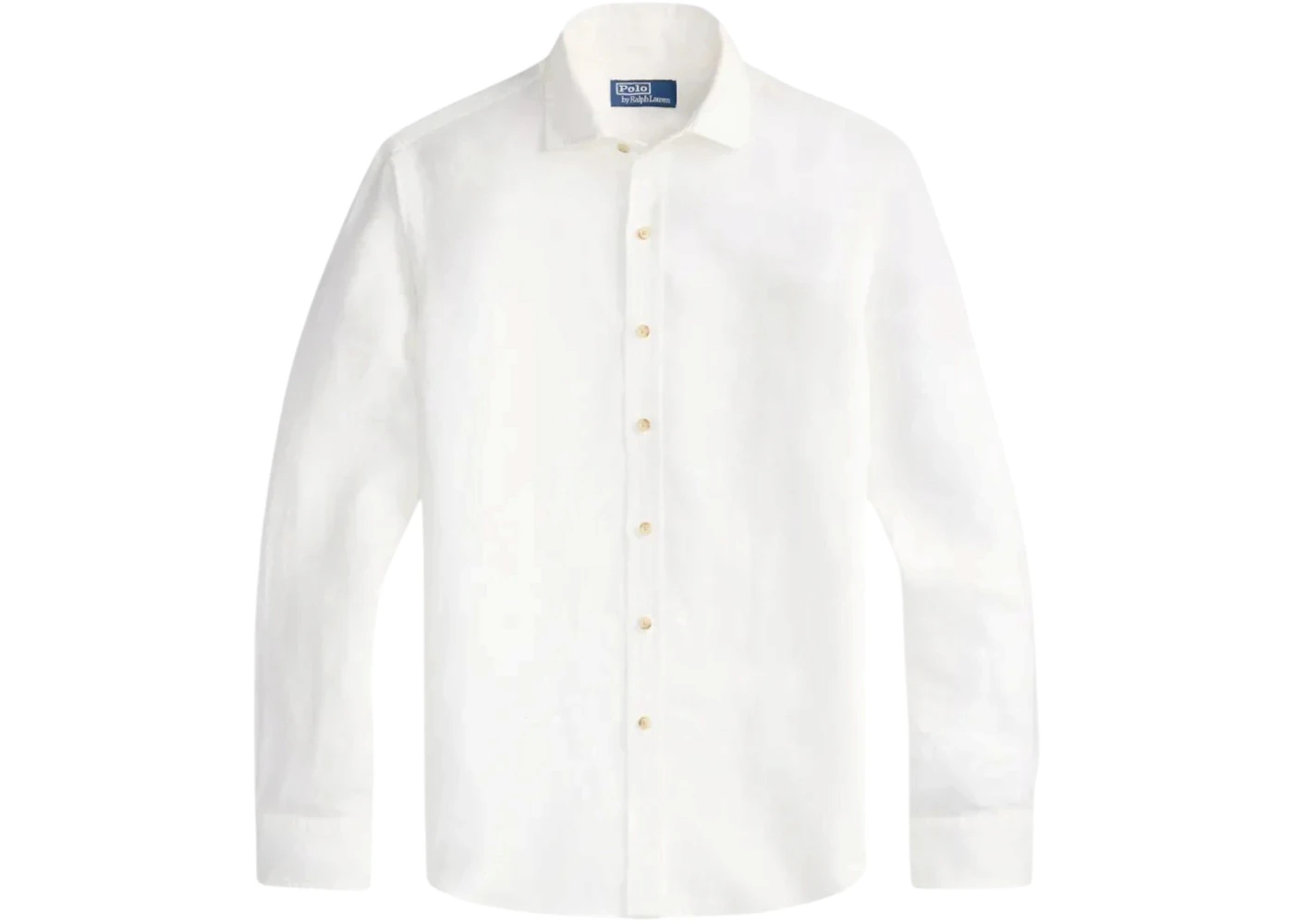 Polo Ralph Lauren Long-Sleeve Custom Fit Garment-Dyed Slubby Linen Sport Shirt Ceramic White