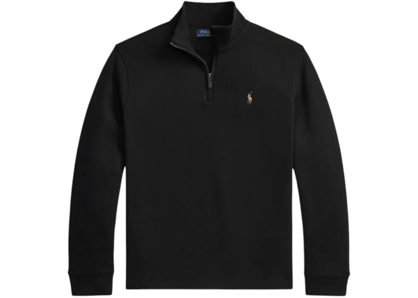 Polo Ralph Lauren Long-Sleeve Double Knit Jacquard 1/2 Zip Mockneck Pullover Black