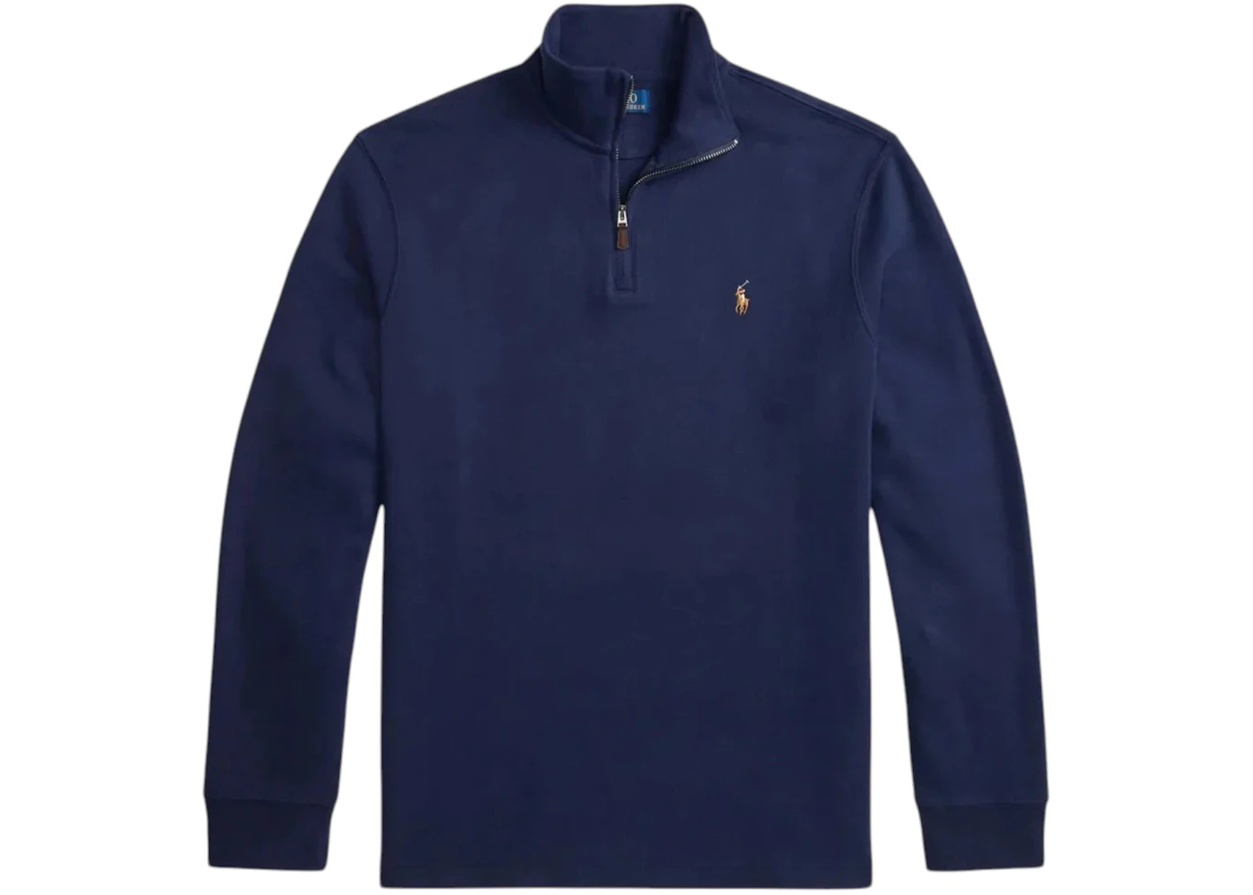 Polo Ralph Lauren Long-Sleeve Double Knit Jacquard 1/2 Zip Mockneck Pullover Navy