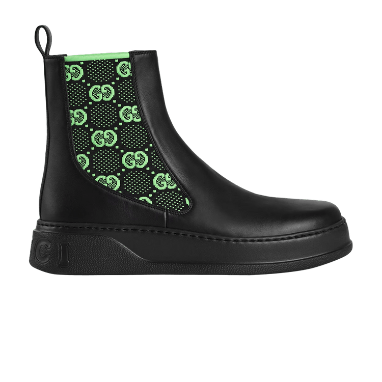 Gucci Boot 'GG Jersey - Black Neon Green'