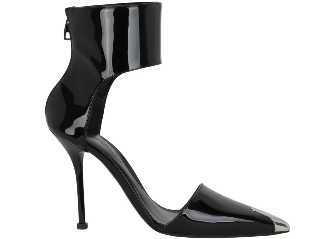 Alexander McQueen Punk Patent Leather Heels Black Silver (Women's)