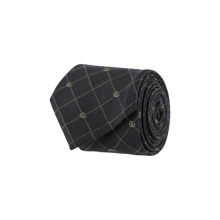 Gucci Double G/Check Silk Jacquard Tie 'Blue'