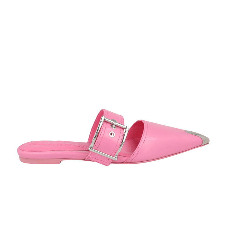 Alexander McQueen Wmns Buckle Leather Mule 'Sugar Pink Silver'