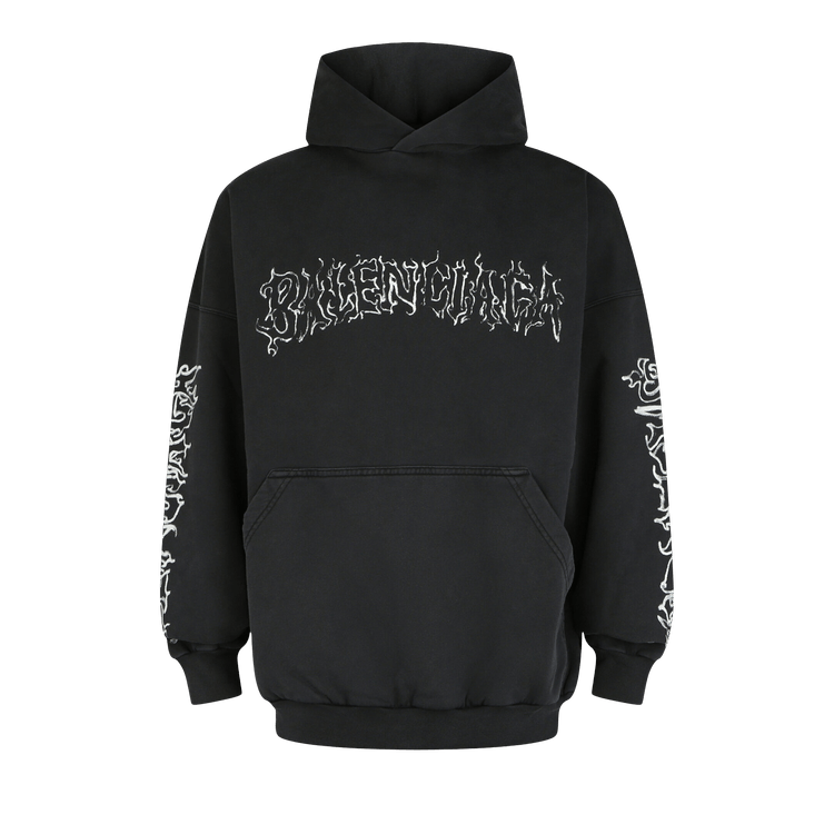 Balenciaga DIY Metal Logo Hoodie 'Faded Black/White'
