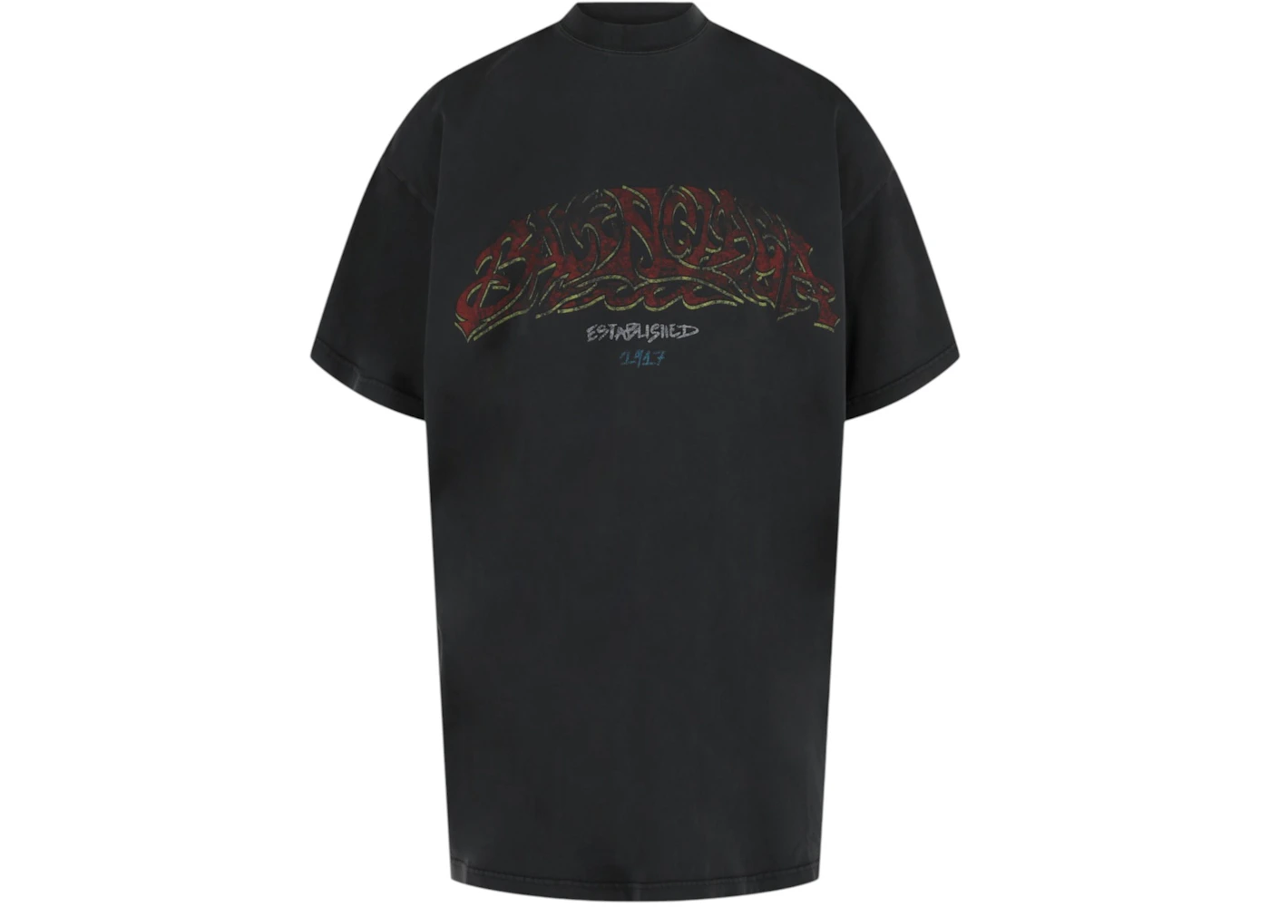 Balenciaga Offshore Logo Print Oversized T-Shirt Faded/Black/Red