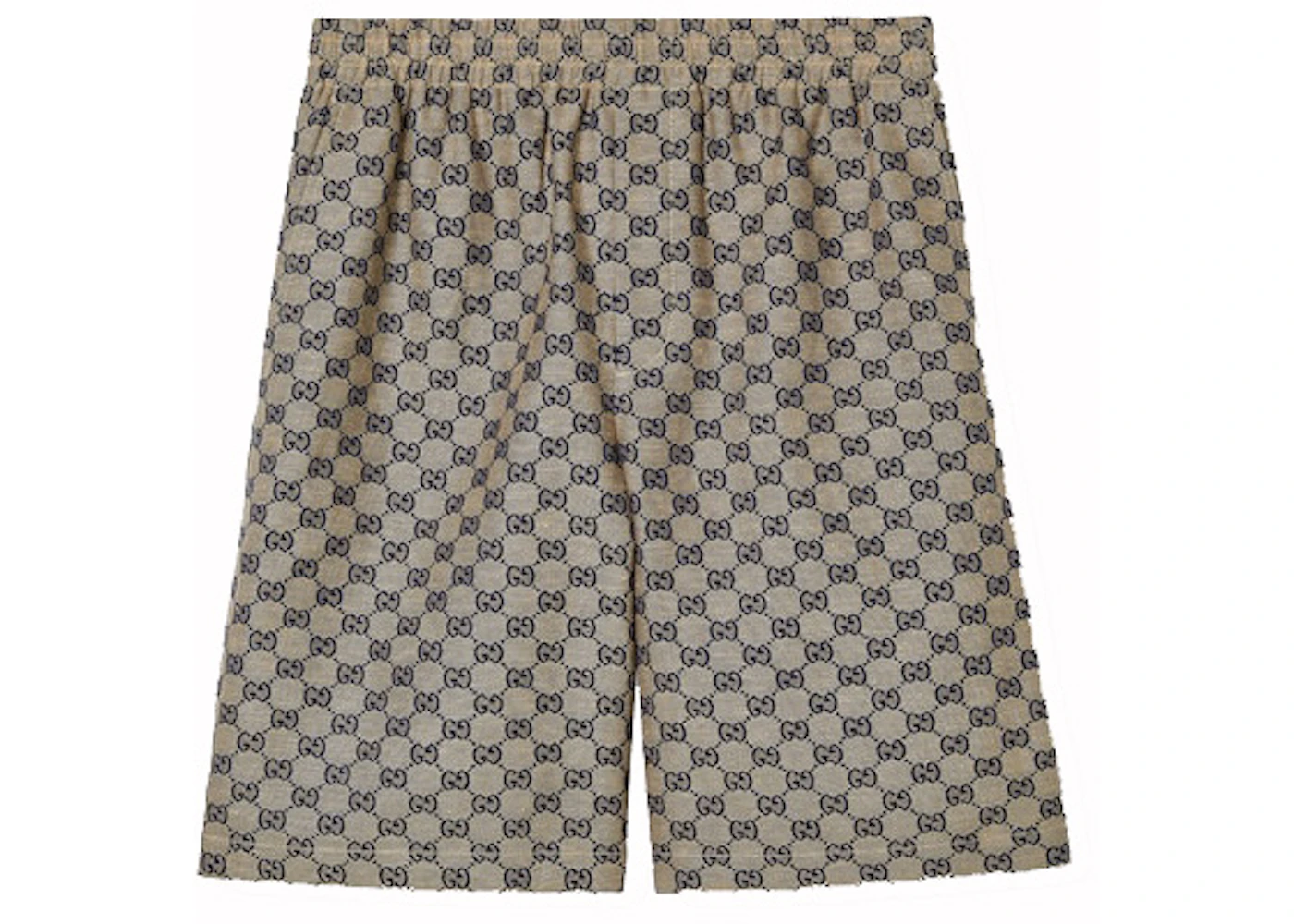 Gucci GG Linen Blend Shorts Beige And Blue