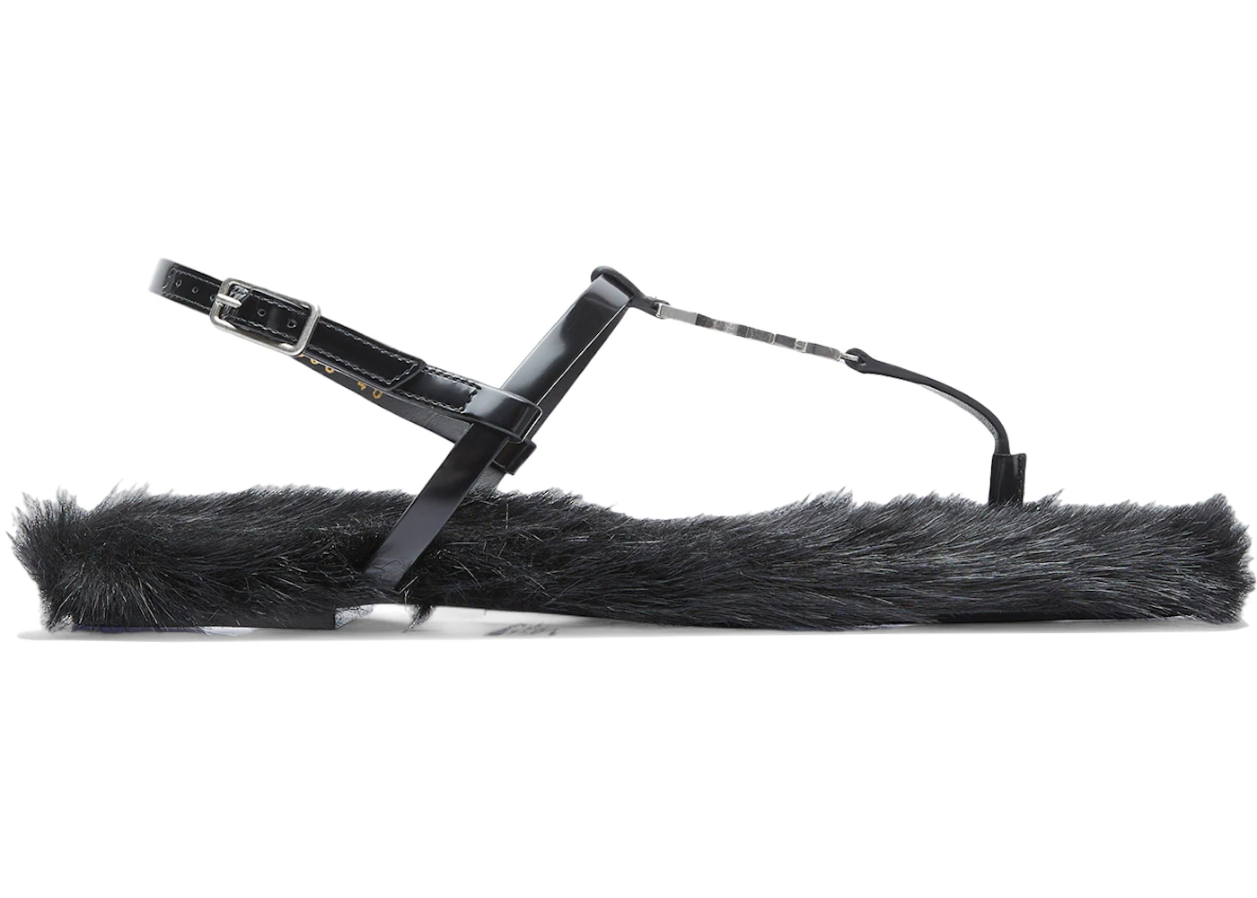 Saint Laurent Cassandre Faux-Fur Lined Sandals Black (Women's)