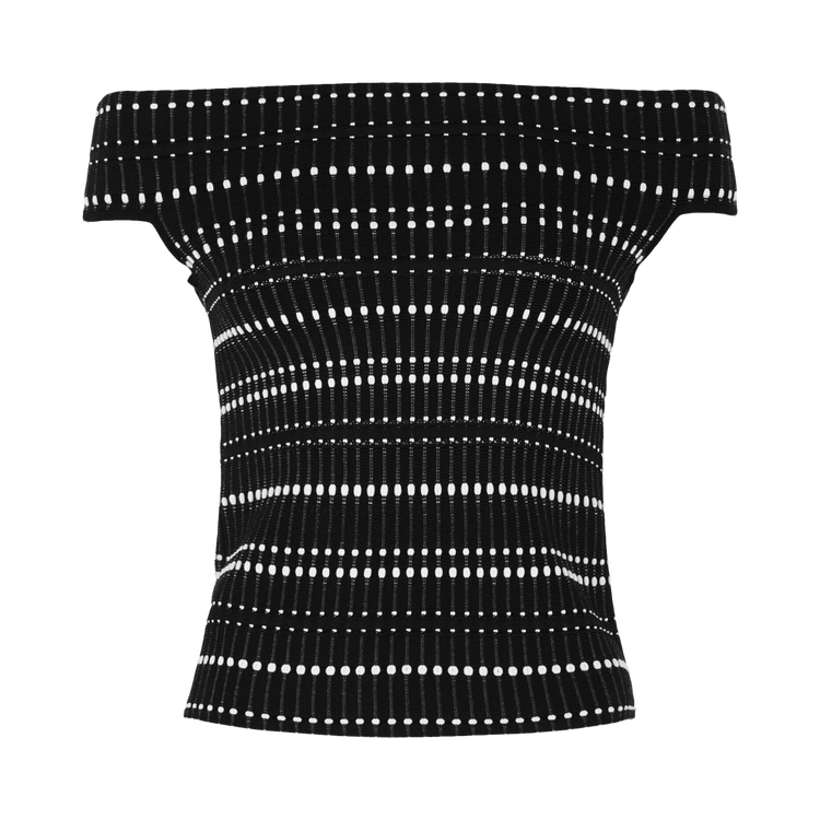 Alexander McQueen Off-The-Shoulder Stitch Dot Crop Top 'Black/White'