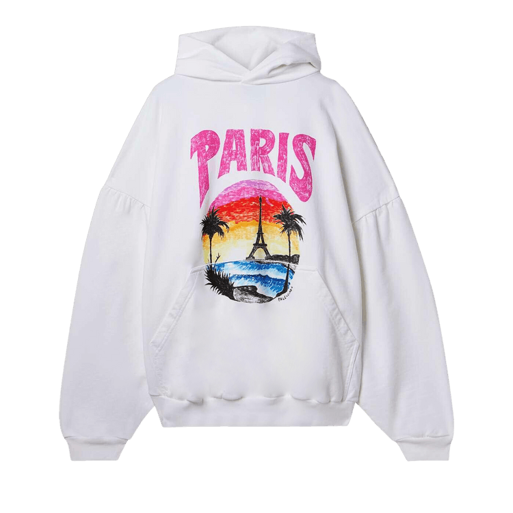 Balenciaga Paris Tropical Round Hoodie 'White/Pink'