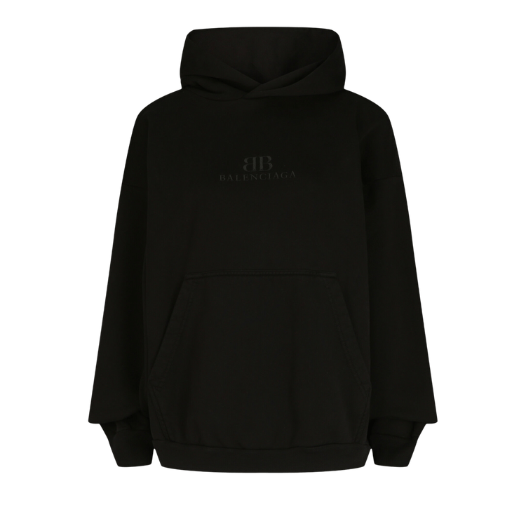Balenciaga Embroidered Double B Logo Hoodie 'Washed Black'