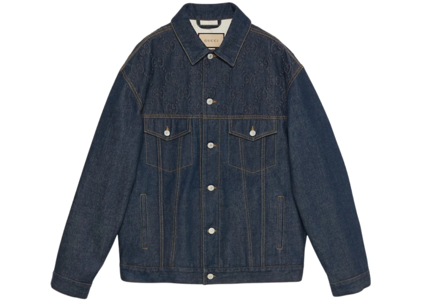 Gucci GG Embossed Detail Denim Jacket Blue