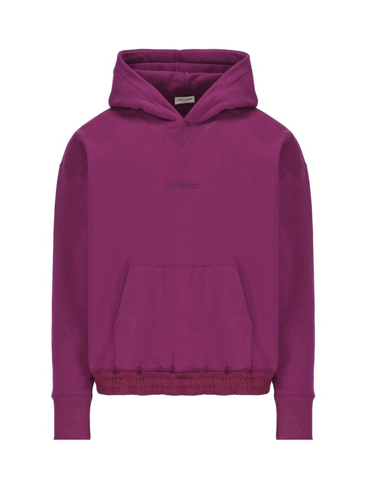 Saint Laurent Logo Embroidered Long-Sleeved Hoodie