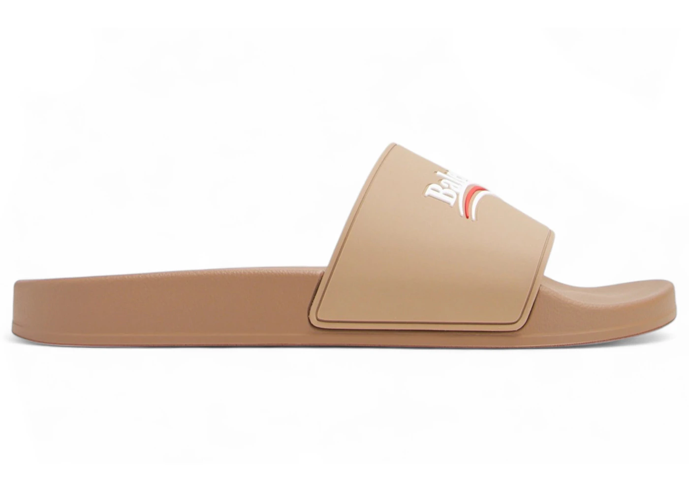 Balenciaga Pool Slide Beige Political Campaign Logo