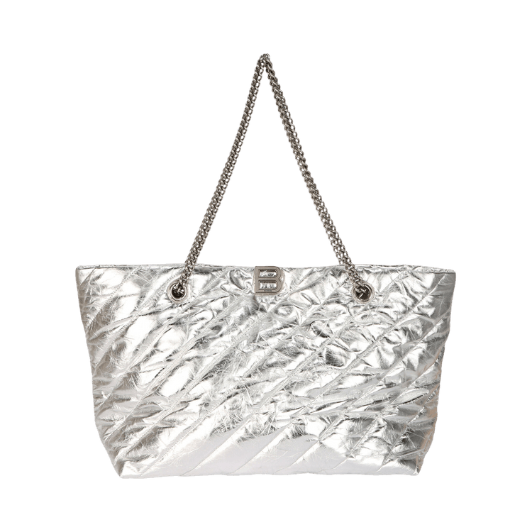 Balenciaga Medium Metallized Quilted Crush Carry All Tote Bag 'Silver'