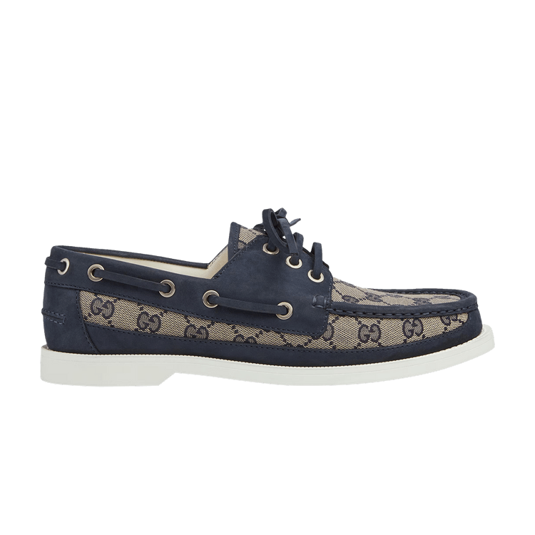 Gucci Lace Up Loafer 'GG Canvas - Beige Blue'