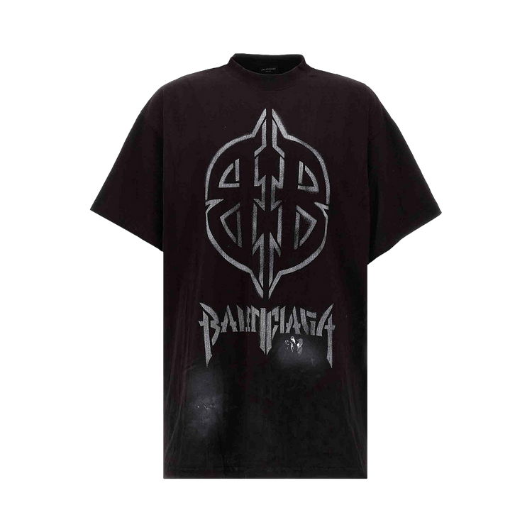 Balenciaga Oversized Metal Stencil T-Shirt 'Washed Black/White'
