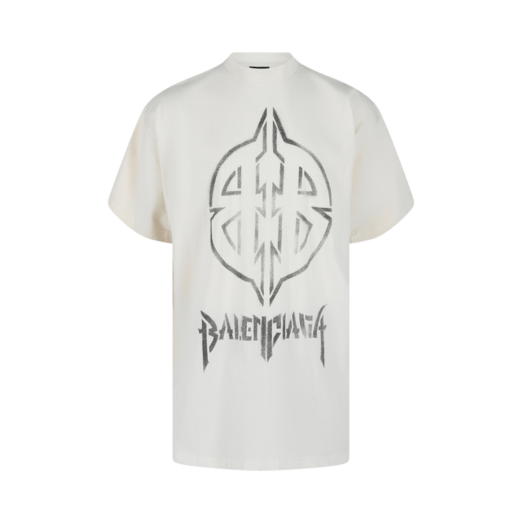 Balenciaga Metal Bb Stencil T-Shirt 'Ecru Black'