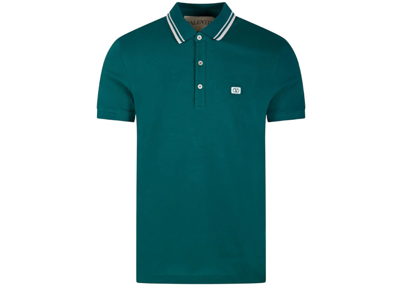 Valentino VLogo Embroidered Short-Sleeved Polo Shirt Green