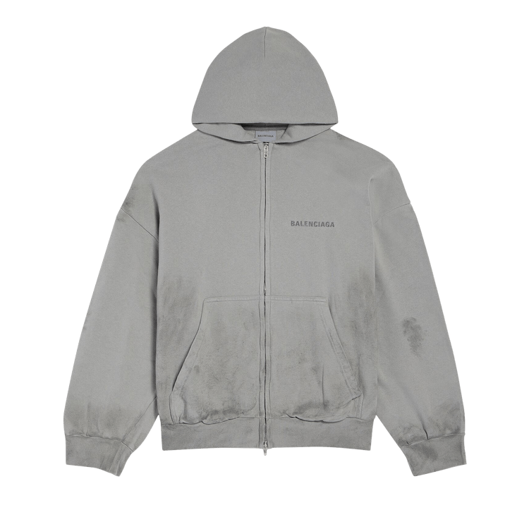Balenciaga Medium Fit Zip Up Hoodie 'Grey'
