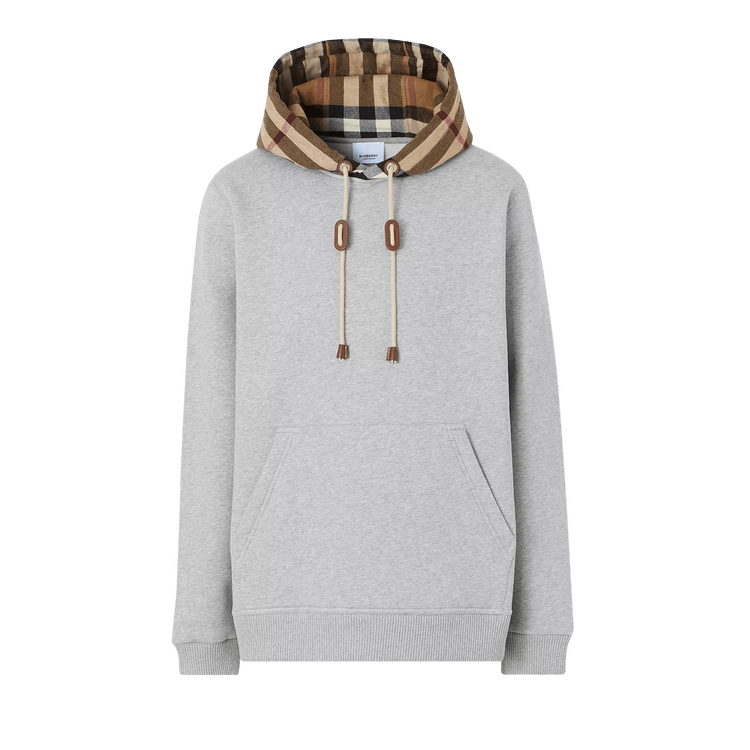 Burberry Hoodie With Check Hood 'Pale Grey Melange'
