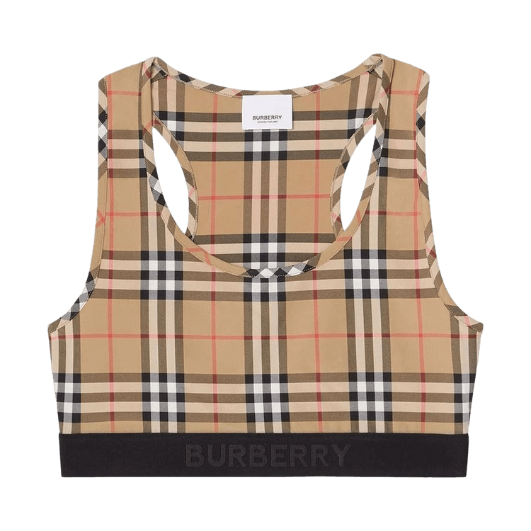 Burberry Logo Detail Vintage Check Bra Top 'Archive Beige'