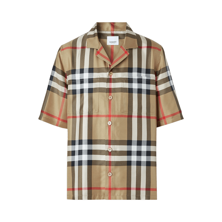 Burberry Short-Sleeve Check Silk Shirt 'Archive Beige'