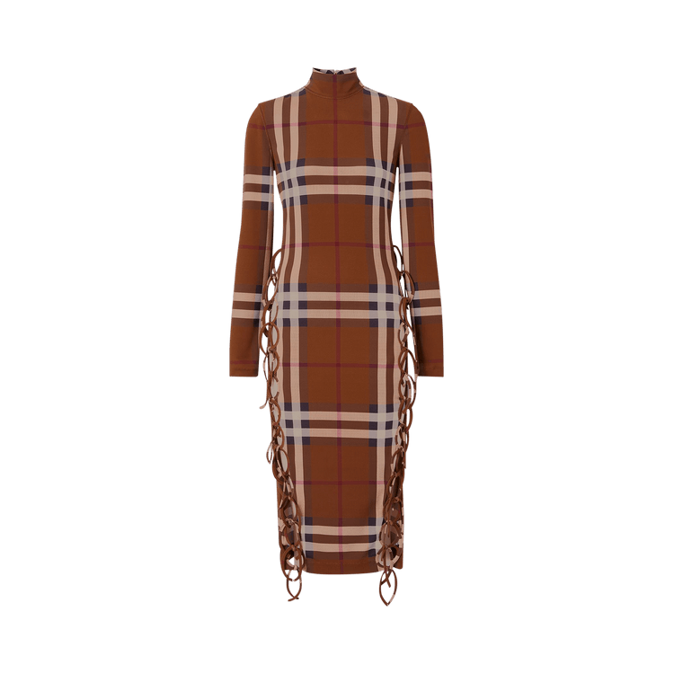 Burberry Check Stretch Side-Tie Dress 'Dark Birch Brown'