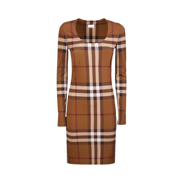 Burberry Exaggerated Check Crewneck Dress 'Dark Birch/Brown'