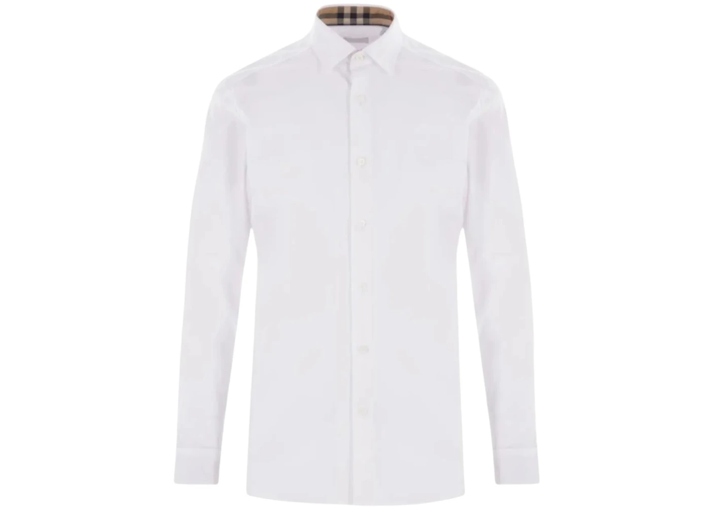 Burberry Slim Fit Stretch Cotton Long Sleeves Shirt White