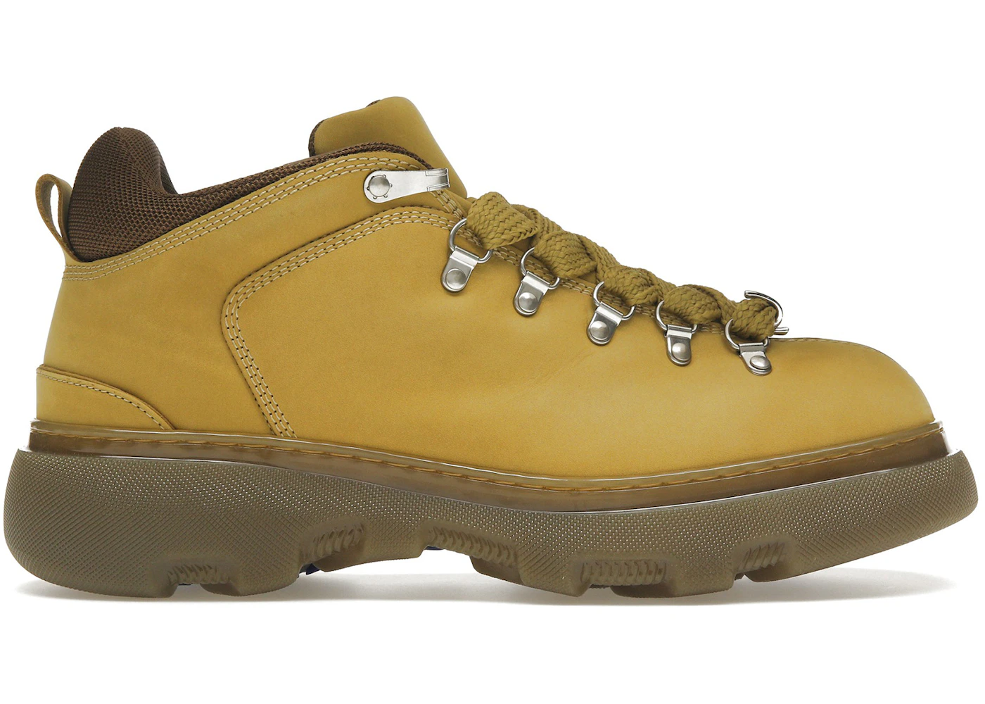 Burberry Lace Up Leather Ankle Boot Mustard Yellow