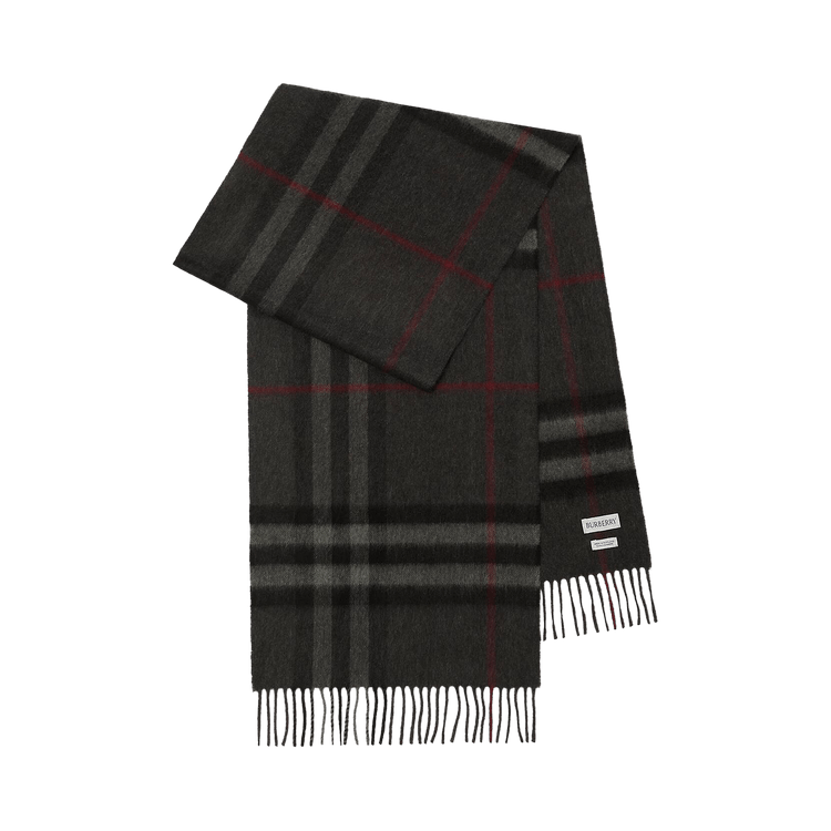 Burberry Check Cashmere Scarf 'Charcoal'