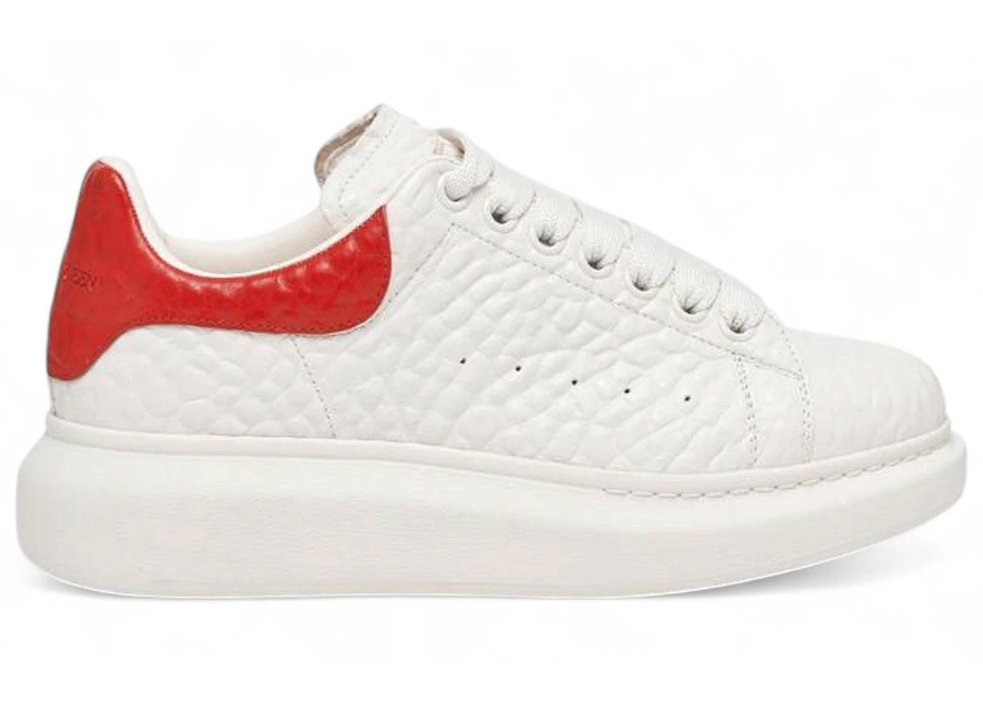 Alexander McQueen Oversized Off White Red Grainy Leather