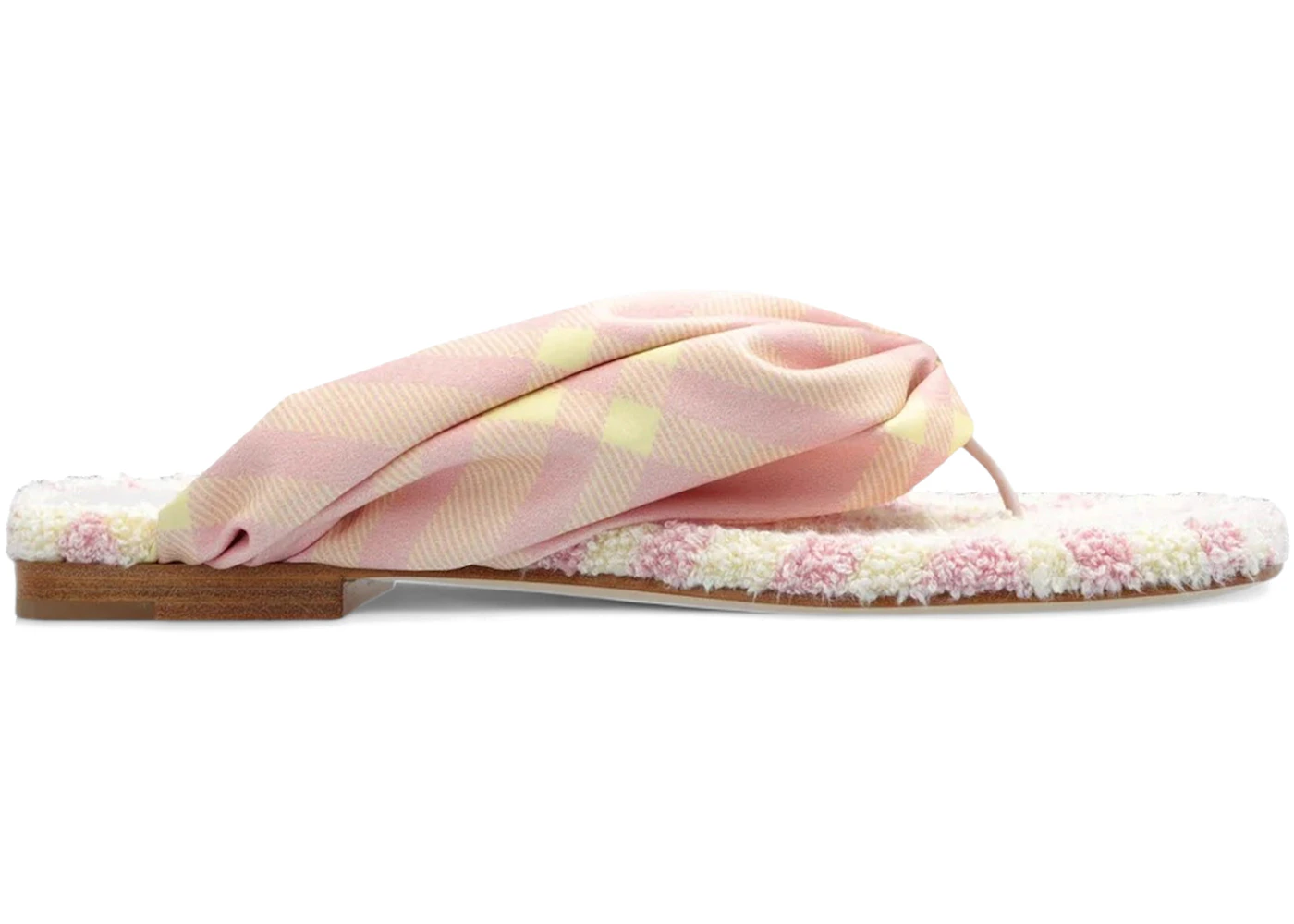 Burberry Check Printed Open-Toe Flat Sandals Pink (Women's)