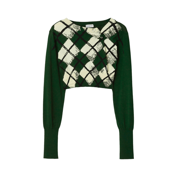 Burberry Cropped Check Knit Long-Sleeve Top 'Ivy'
