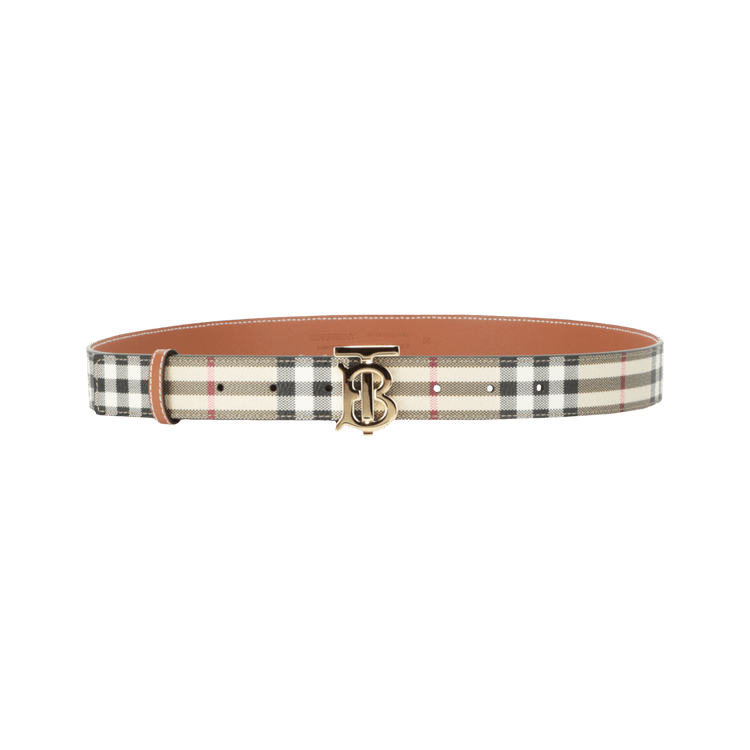 Burberry TB Vintage Check Leather Belt 'Vintage Check/Light Gold'