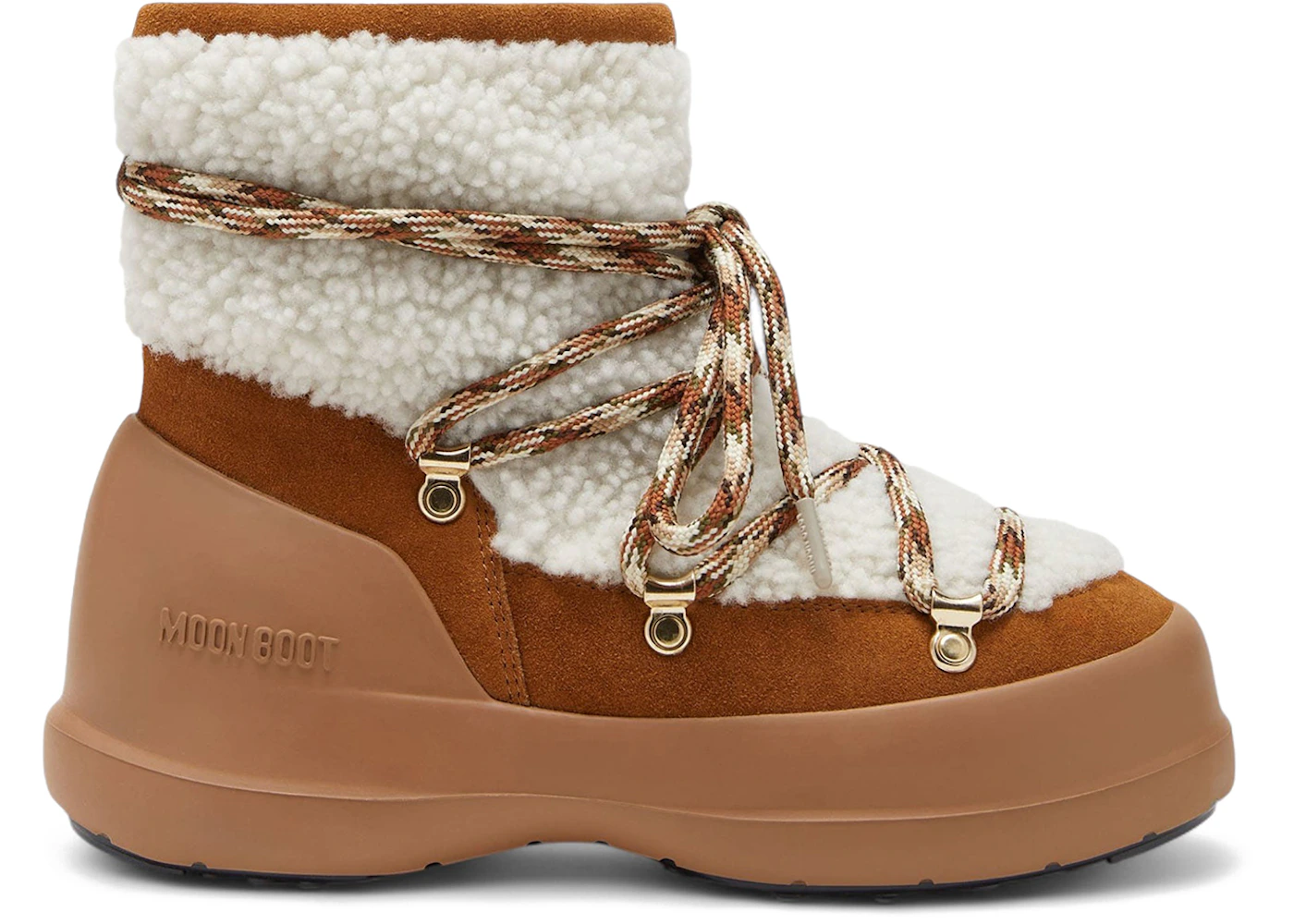 Moon Boot Luna Shearling Boots Whisky Off White (Women's)