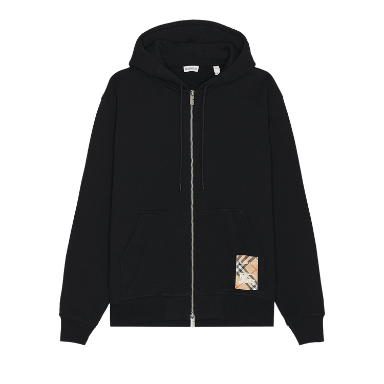 Burberry Check Label Zip Hoodie 'Black'