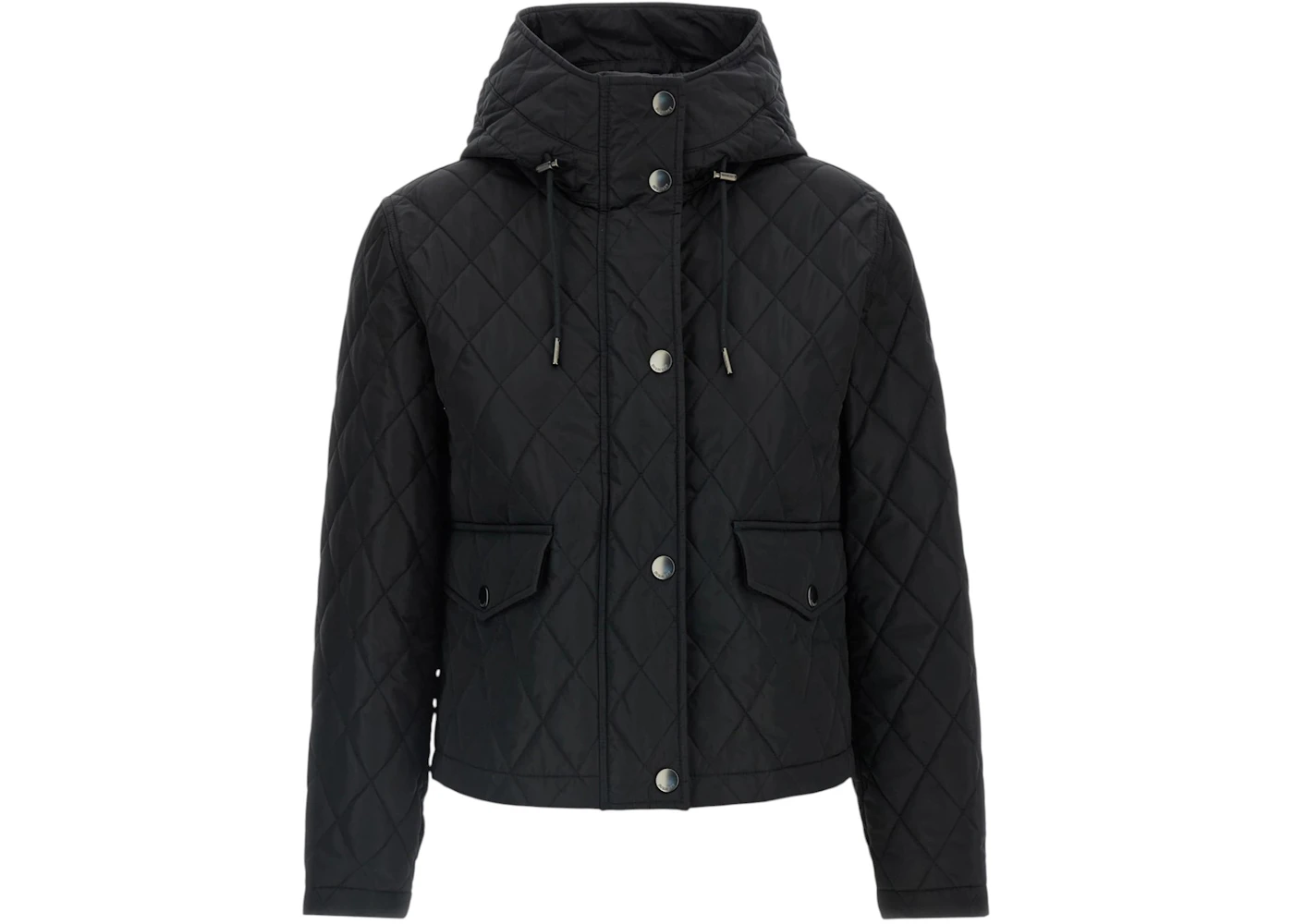 Burberry Women's Cropped Quilted Nylon Hooded Jacket Black