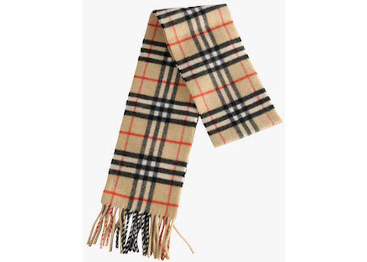 Burberry Mu Check Cashmere Scarf Sand