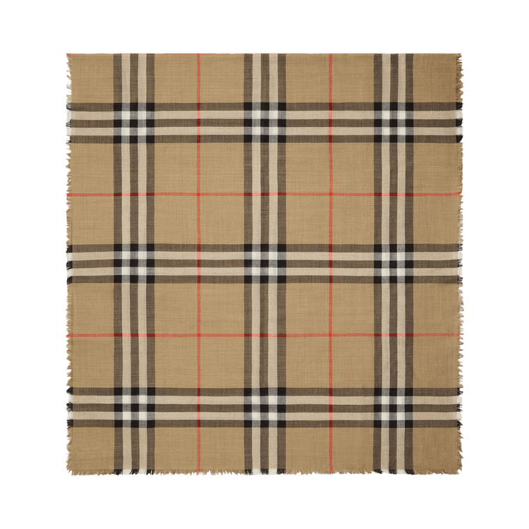 Burberry Vintage Check Frayed Edge Scarf 'Sand/Brown'